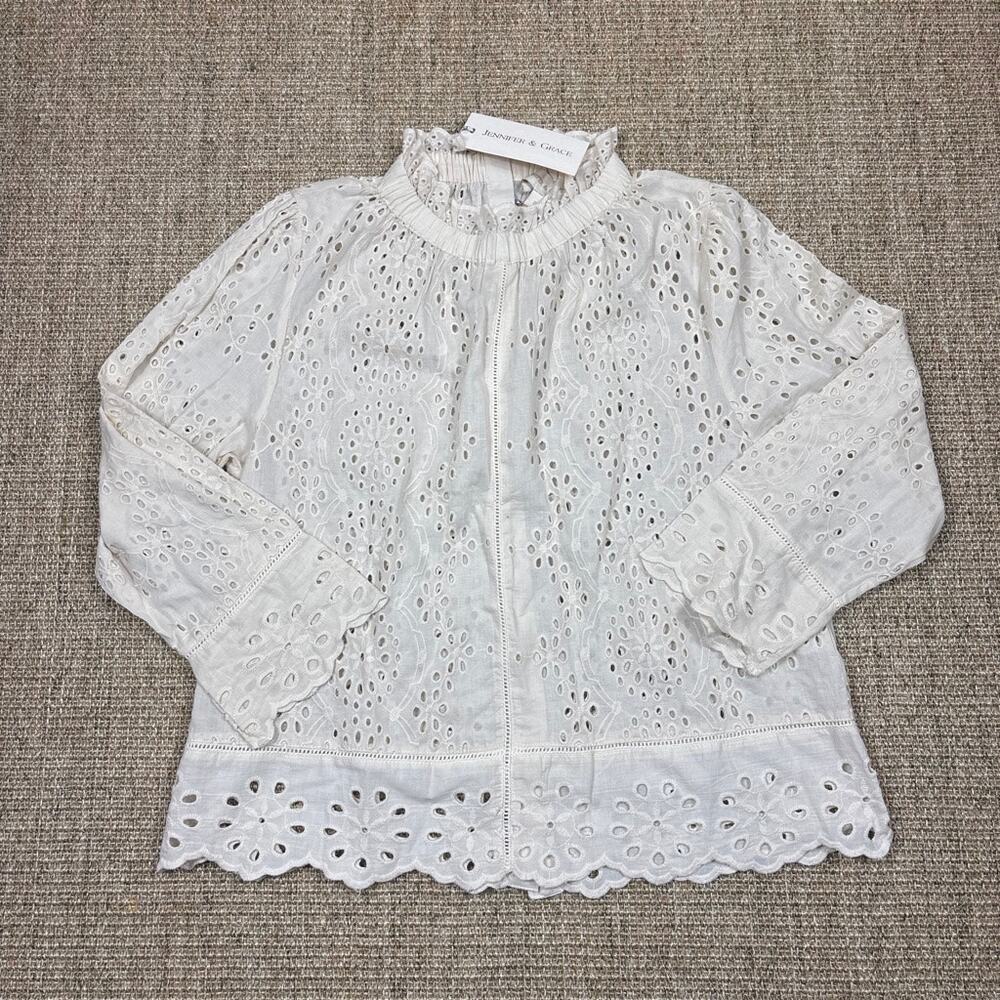 🤍 Jennifer & Grace Eyelet Blouse | Size Small | White | NWT